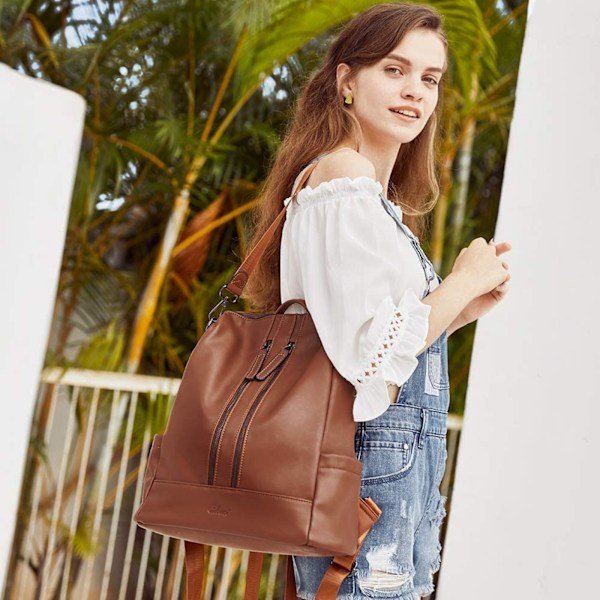 Leather Shoulder Bag Backpack for Women with Large Capacity Texture
