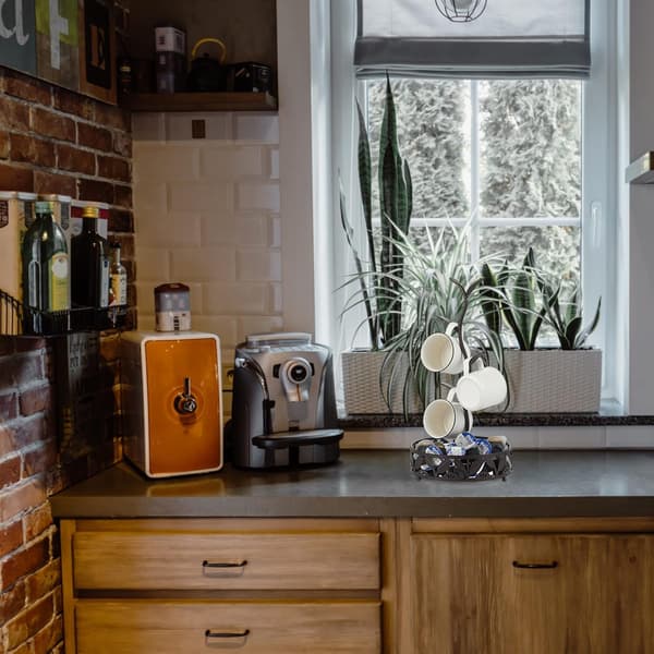 Krusholder, bordplade krusholder, kaffe- og tekopholder, kaffe- og tekopholder med lille opbevaringsplads