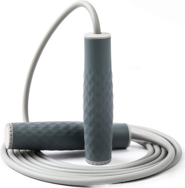 Weighted Jump Rope Training Professional Jump Rope with Adjustable Length and Silicone Comfortable Grips Grey Grey