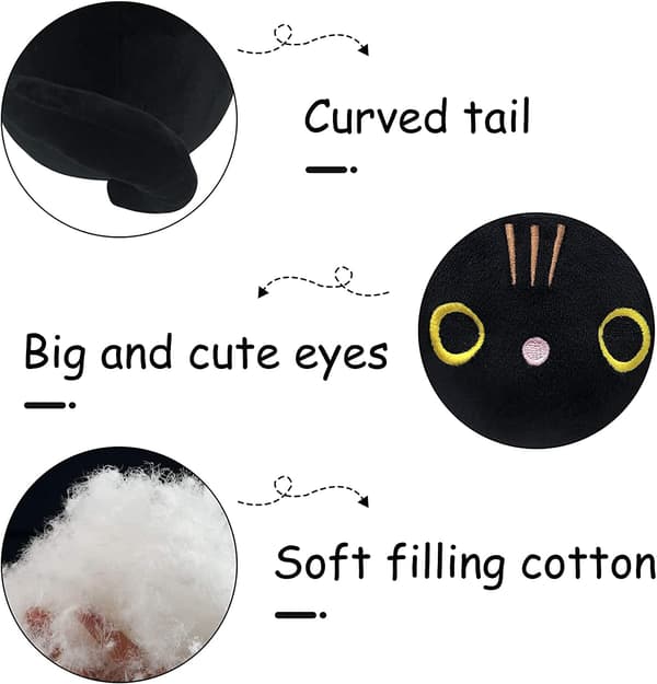 35CM Cute Black Cat Doll Small Kitten Cute Pillow Plush Doll Crea