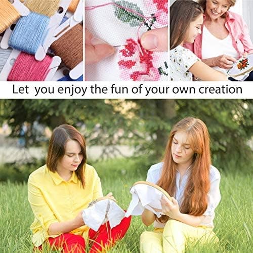 Korsstygnsbroderisats med instruktioner, 5 broderiramar