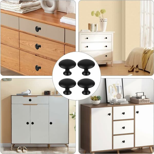 24 Pcs Matte Black Round Drawer Knobs Furniture Knobs with Screws for Cabinets Kitchen Nightstand (30mm)