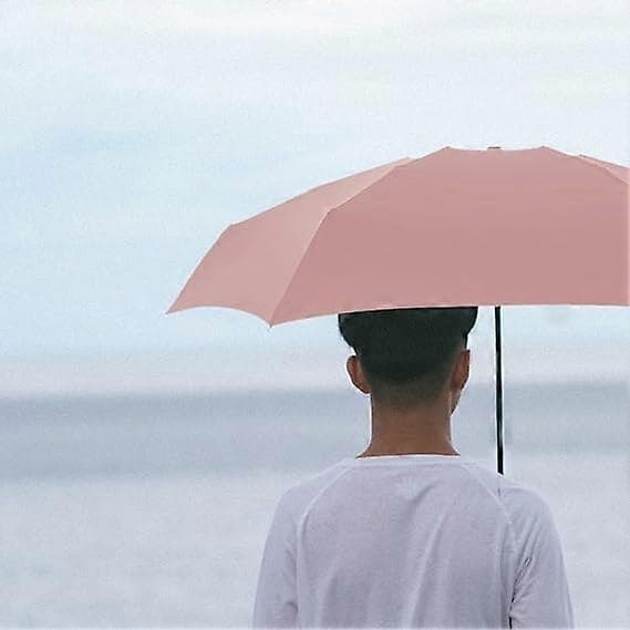 Folding Umbrella, 6 Ribs Mini Umbrella Small Umbrella with Capsule Case Mini UV Protective Umbrella Quick-Drying and Ultralight Compact (Pink)
