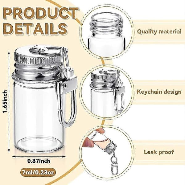 36 st 7 ml små glasflaskor med nyckelringar, mini-kryddflaskor med aluminiumlock Kompatibel med gör-det-själv-bröllopspresenter[LD]