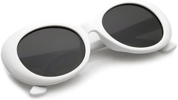 Oval Round Retro Oval Sunglasses Tinted or Smoke Lenses Clout Goggles White