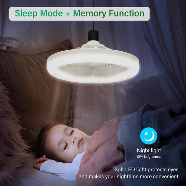 Ceiling Fan E27 Rotatable Mini Fan Lamp with Remote Control Vit white