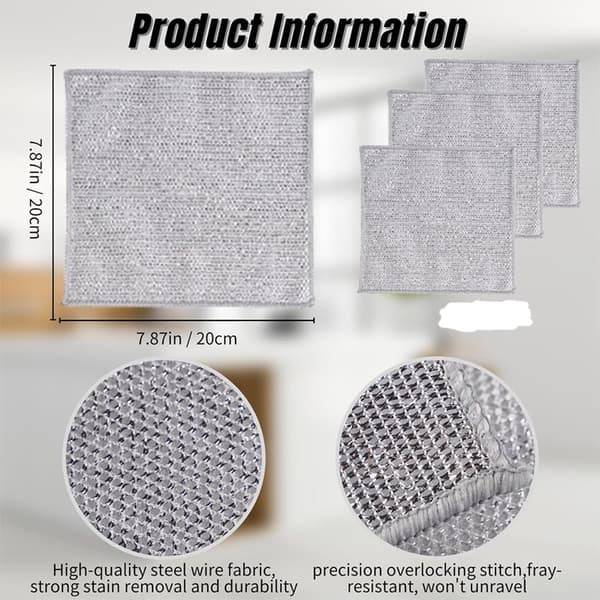 10 Steel Wool Dish Brushes Scratch-Resistant Reusable Kitchen Cleaning Pads