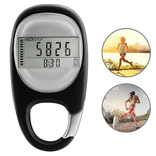 3D Digital Simple Pedometer with Clip to Measure Walking Distance