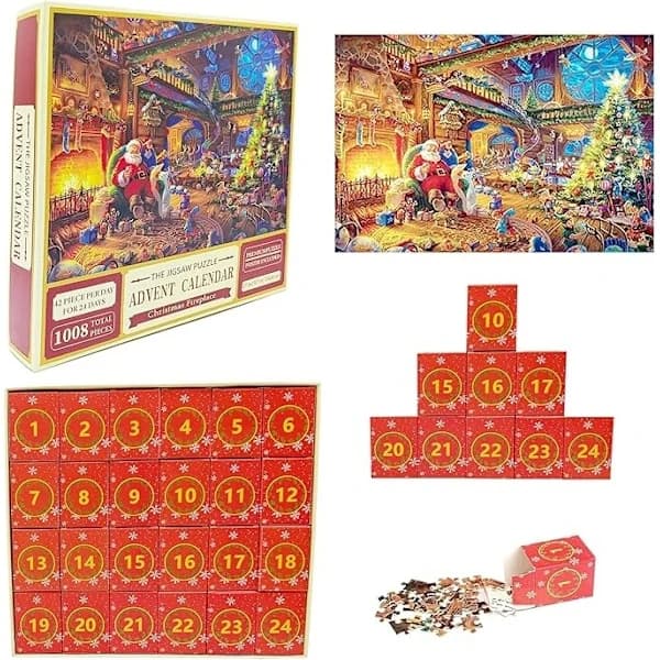 Pussel Adventskalender 2024 - Julpussel med 1008 Bitar MultiColor