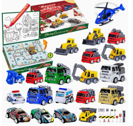 Jul Teknikfordon Blind Box Barn Bil Glidande Rutkarta Byggfordon Leksaksbil Set Presentförpackning