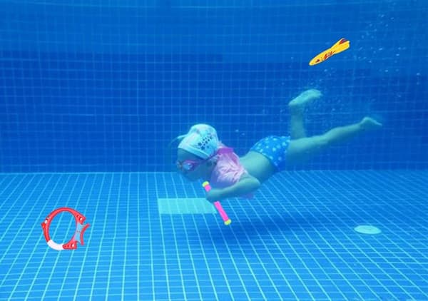 Dykande poolleksak undervattenssimning kastande dykande torpedhaj, 4-pack