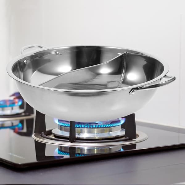 304 Rustfrit Stål Dobbeltfags Hot Pot 34cm med Suppeske, Velegnet til Induktionskogeplade