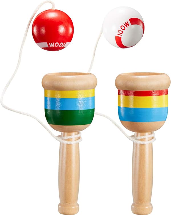 2 stykker boldpaddelbold med snor kop og boldspil træfangstbold, hånd-øje-koordination boldfangstkop