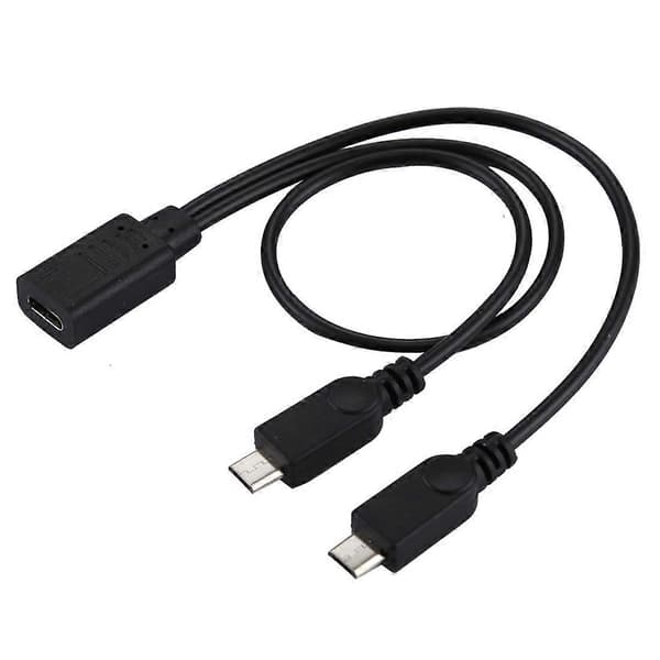 USB-C / Type-C hun til 2 x Micro USB han adapter Y-kabel, total længde: ca. 30 cm [DB] Ikke specificeret Not Specified