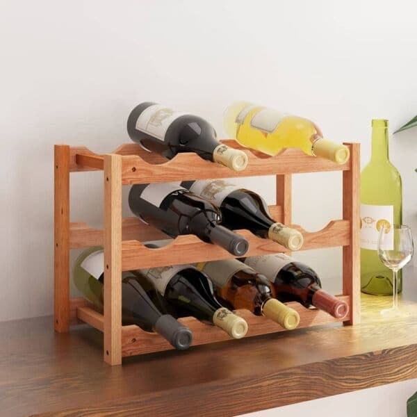 vidaXL Wine Rack for 12 Bottles Solid Walnut Wood Brun 1100