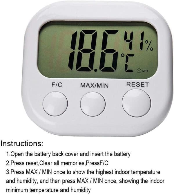 1 X Digital LCD Termometer Utomhus Inomhus Hygrometer Fuktighetsklocka 0℃-50℃, LCD-avläsning
