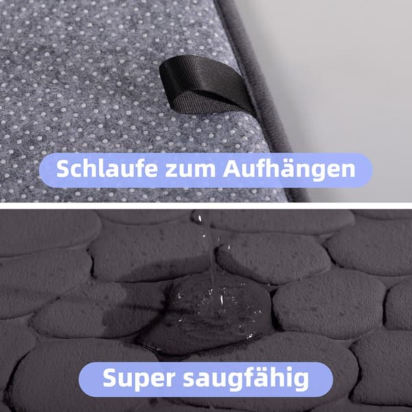 Baderomsmatte i Memory Foam - Absorberende Dusjmatte - Dekorativ Matte - for Baderom og Stue - 43 x 61 cm