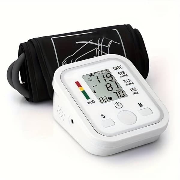 Blodtrykksmåler for overarmen med minnefunksjoner, hvit