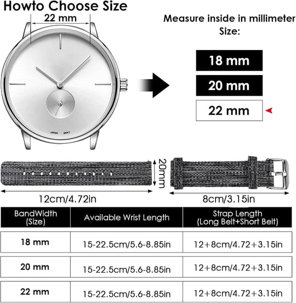 20 mm lærredsrem med hurtigudløser, robust og åndbar erstatningsrem, ballistisk rem til