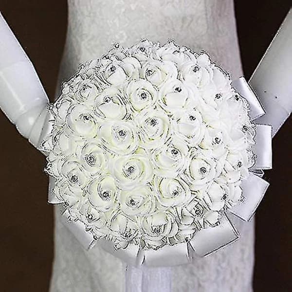 Konstgjorda bröllopsbuketter handgjorda rosblommor strass brudtärnebukett bröllopstillbehör