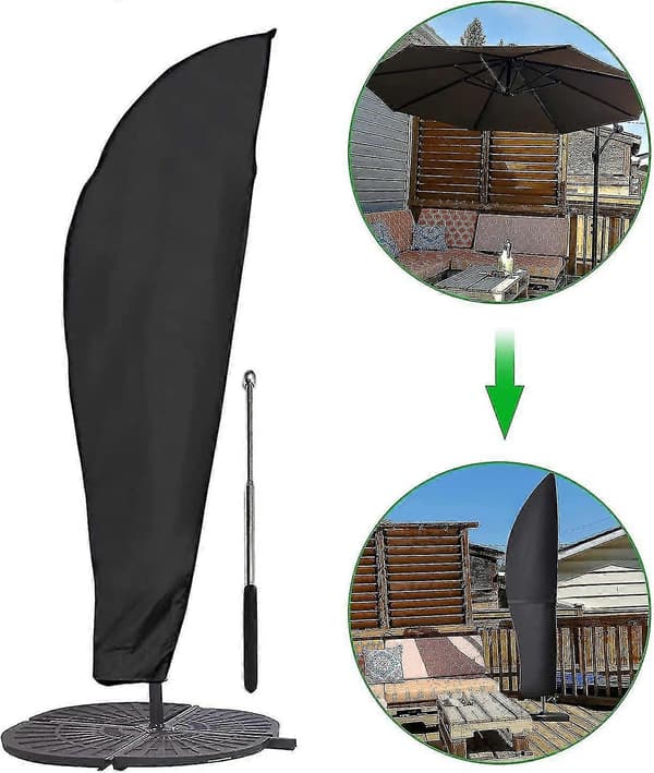 Parasol Cover 3m 4m With Zipper 1.4m Long With Telescopic Pole, 280x30/80/45cm