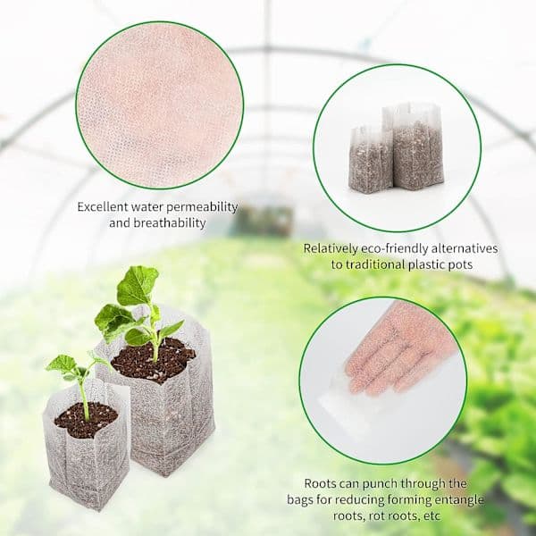 200-pack Biodegradable Non-Woven Plant Grow Bags