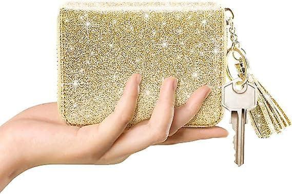 Liten kredittkortlommebok med glitter for dame, søt kortholder for kvinner