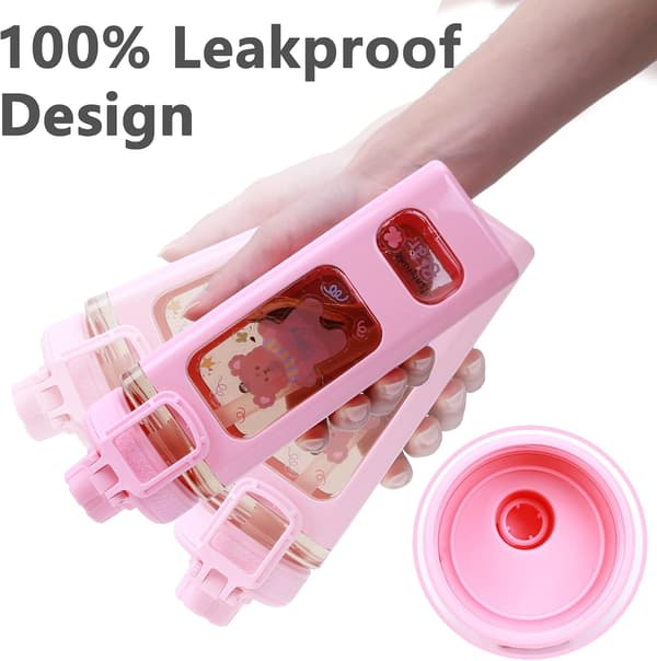 Kawaii Water Bottle with Straw and Sticker 700ml Leakproof La,ZQKLA