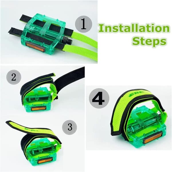1 Pair Adjustable Non-Slip Nylon Bicycle Pedal Straps, Universal Bike Pedal Accessory for Beginners (Green)