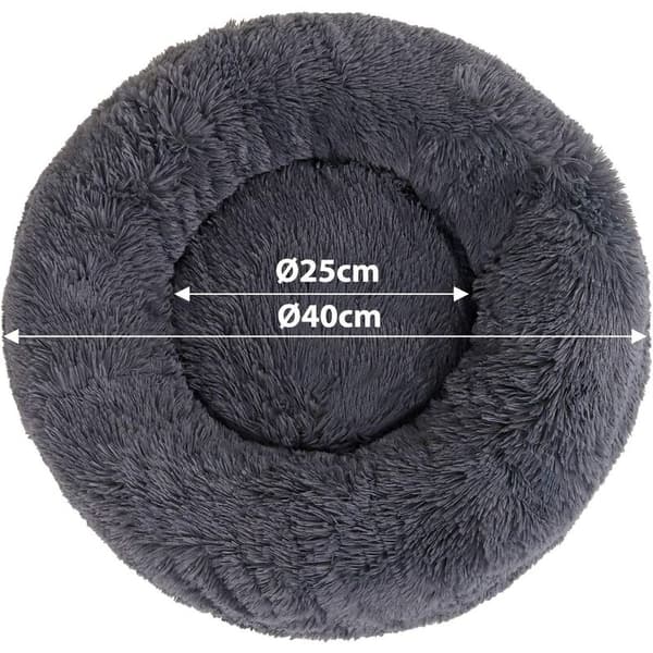 Katt- och hundsäng Kudde Lång plysch cirkulär (mörkgrå) 40 cm diameter