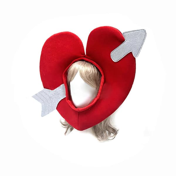 Kjærlighetshjerte Hodeplagg Hatt for Voksne 3D Amor Pil Hjerte Hatt for Halloween Dag Festival Feiring Maskerader Hodeplagg Rød Red