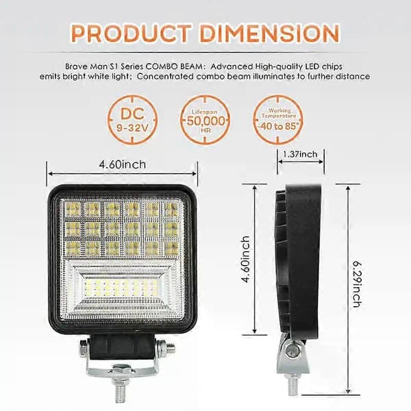 12V 24V LED-rampe terreng Spot Flood Combo LED-arbeidslys 3030 56SMD for lastebil traktor SUV 4WD 4x4 båt ATV Barra frontlys