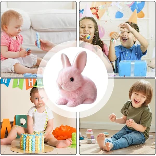 Interactive Rabbit Plush Toy, Realistic Hopping Rabbit Toy, Interactive Rabbit Toy for Easter, Electric Rabbit Toys (white) pink