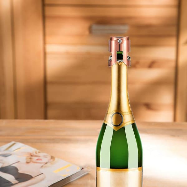 2x Champagnekorker i Guld Rustfrit Stål Champagnekork Super Kraftig Vakuumforsegling R