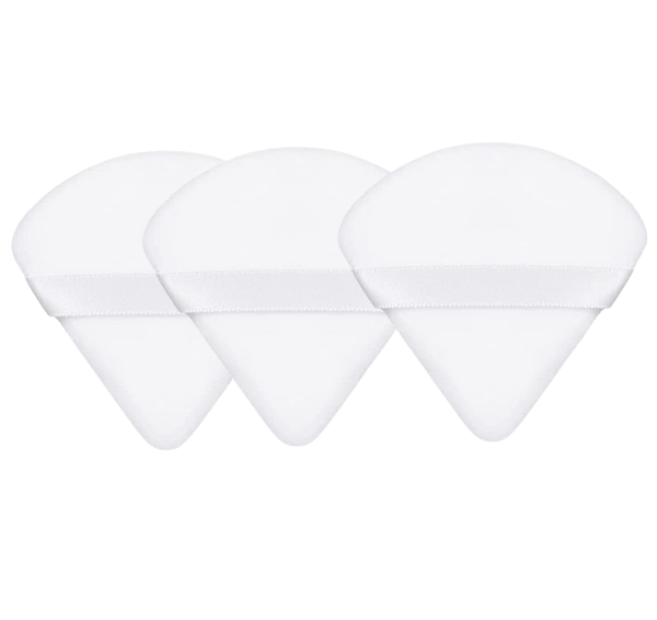 3-pack Trekantiga Puderpuffar - Tvättbara sminksvampar - Svampar för Smink 3-pack Vit Vit