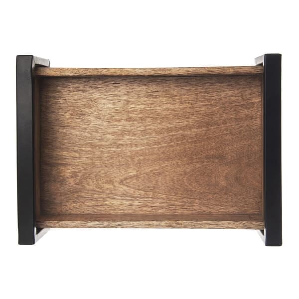 Rectangular Mango Wood Serving Tray with Metal Handles 884
