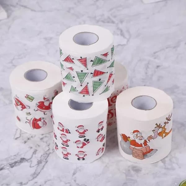 5 stilar pappersrulle mjukpapper pappershanddukar jul kontor rum toalettpapper 5 rullar