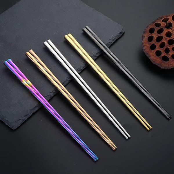2x Stainless Steel Chopsticks - Silver Silver silver