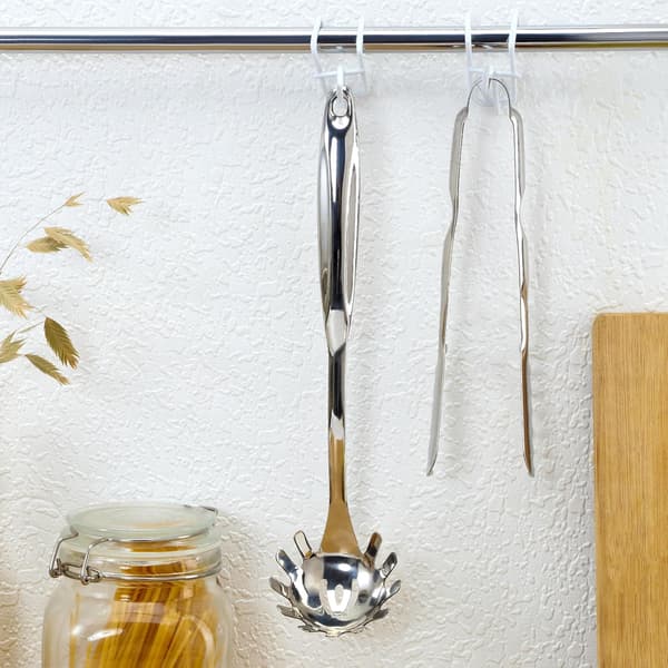 Spaghettiske, pastaske i ét stykke rustfrit stål, 36 cm Comfort Grip design pastamural