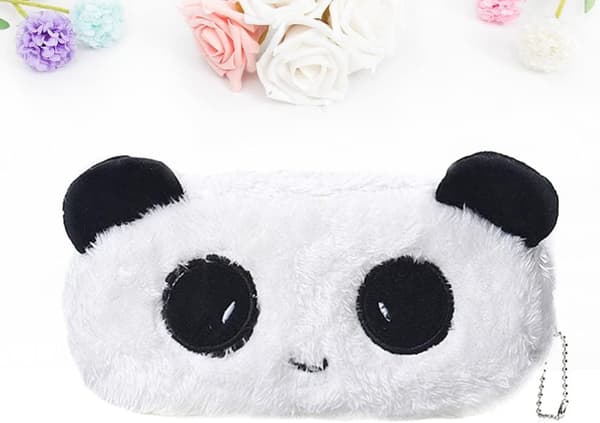 Söt Panda Pennfodral Tecknad Panda Pennväskor Plysch Studenter Pennväskor Bärbar Pennfodral Chic Växelficka för Elever Personal Flickan Användning