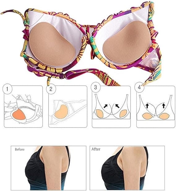 Selvklebende BH-innlegg i silikon, usynlige hjerteformede push-up-puter, brystforsterker, bikini-fyll for alle cupstørrelser