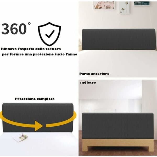 Headboard Cover, Headboard Protector Cover, Dustproof, Washable Headboard Cover, 360° Full Pack, Grey, 150cm, Suitable for 140-170cm Headboard