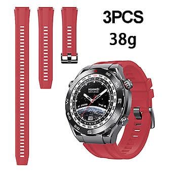 Silikoniranneke Huawei Watch Ultimate -kellolle, 3 kpl, pidempi malli (punainen)