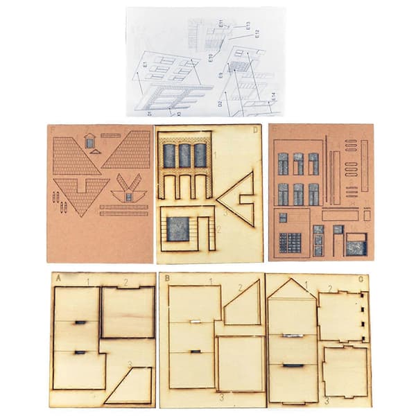 Trämodellbyggsatser Hus Omålat för Sandbordsdekor Miniatyrscenlayout