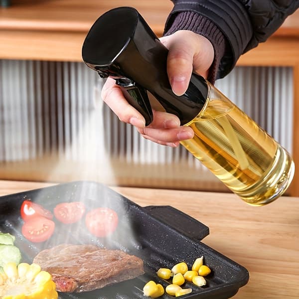 Olieflaske med Sprayfunktion i Glas 200ml Sort sort black