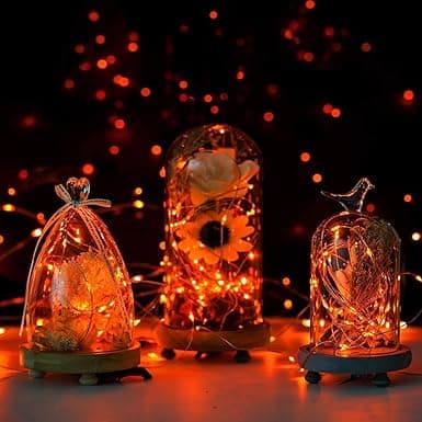 2-pack orange LED string lights battery operated 3 m 30 LED copper wire firefly small star string lights