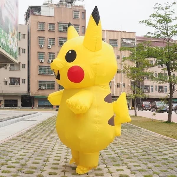 Gul Oppustelig Pikachu Maskotdragt Anime Cosplay