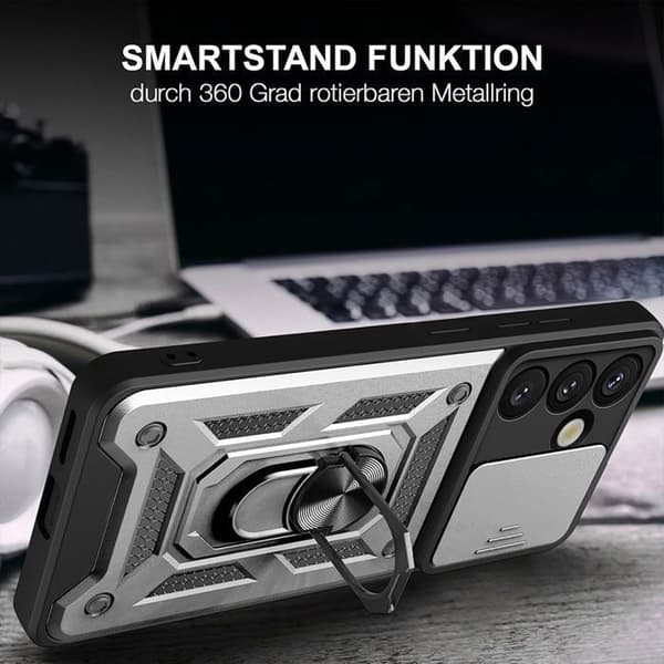 BOOLING Deksel for Samsung Galaxy A17 4G/5G med Kameralinsebeskyttelse & Ring Sølv Silver