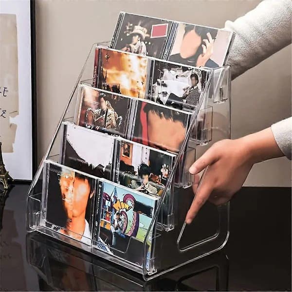 5-Layer CD Rack, Album Display Stand, Transparent Cassette Storage Rack (FMY) Transparent Transparent