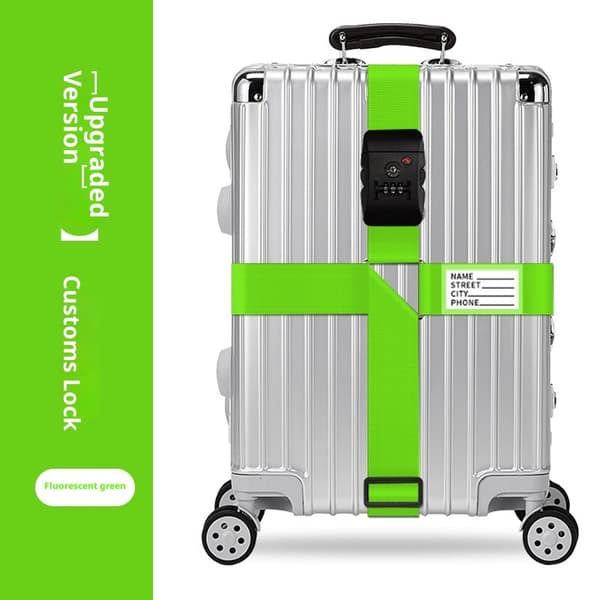 Bagagestropper med TSA-lås, Rejsebælte til bagage, Godkendte bagagestropper (grøn+sort)